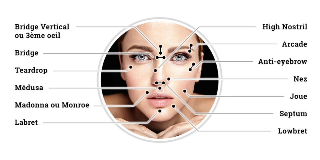 types de piercings visage